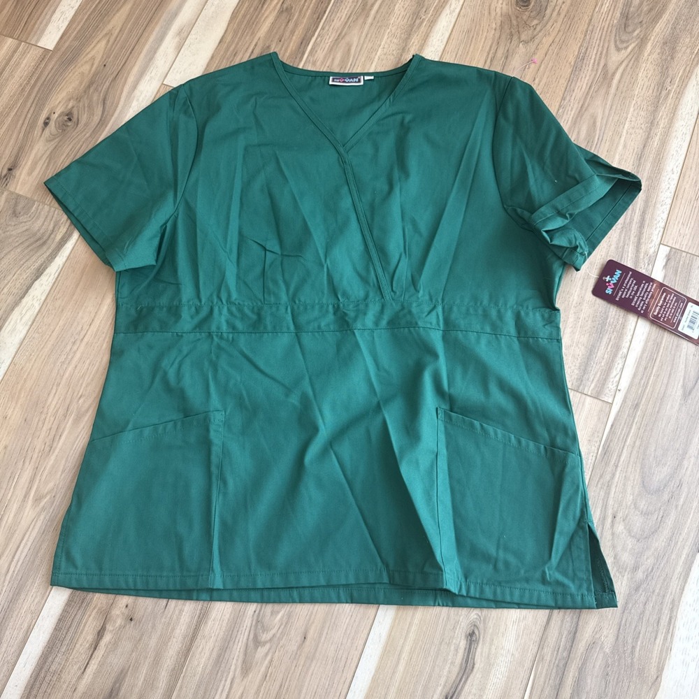 Sivvan S8401 Hunter Green Medical Scrub Top V-Neck Empire Waist XL NWT